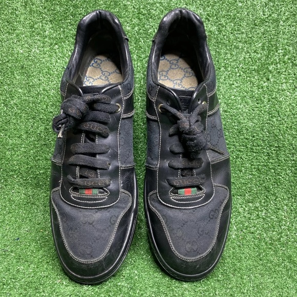 GUCCI Signature Mens Monogram Leather Sneaker Size 11 M Made Italy (No Insoles) - Picture 7 of 9